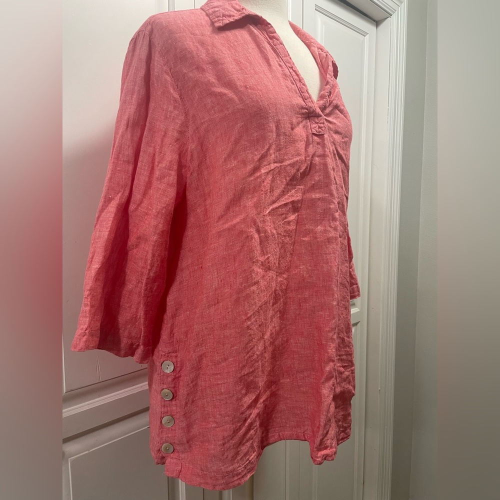Soft Red Linen Tunic - Picture 2 of 6